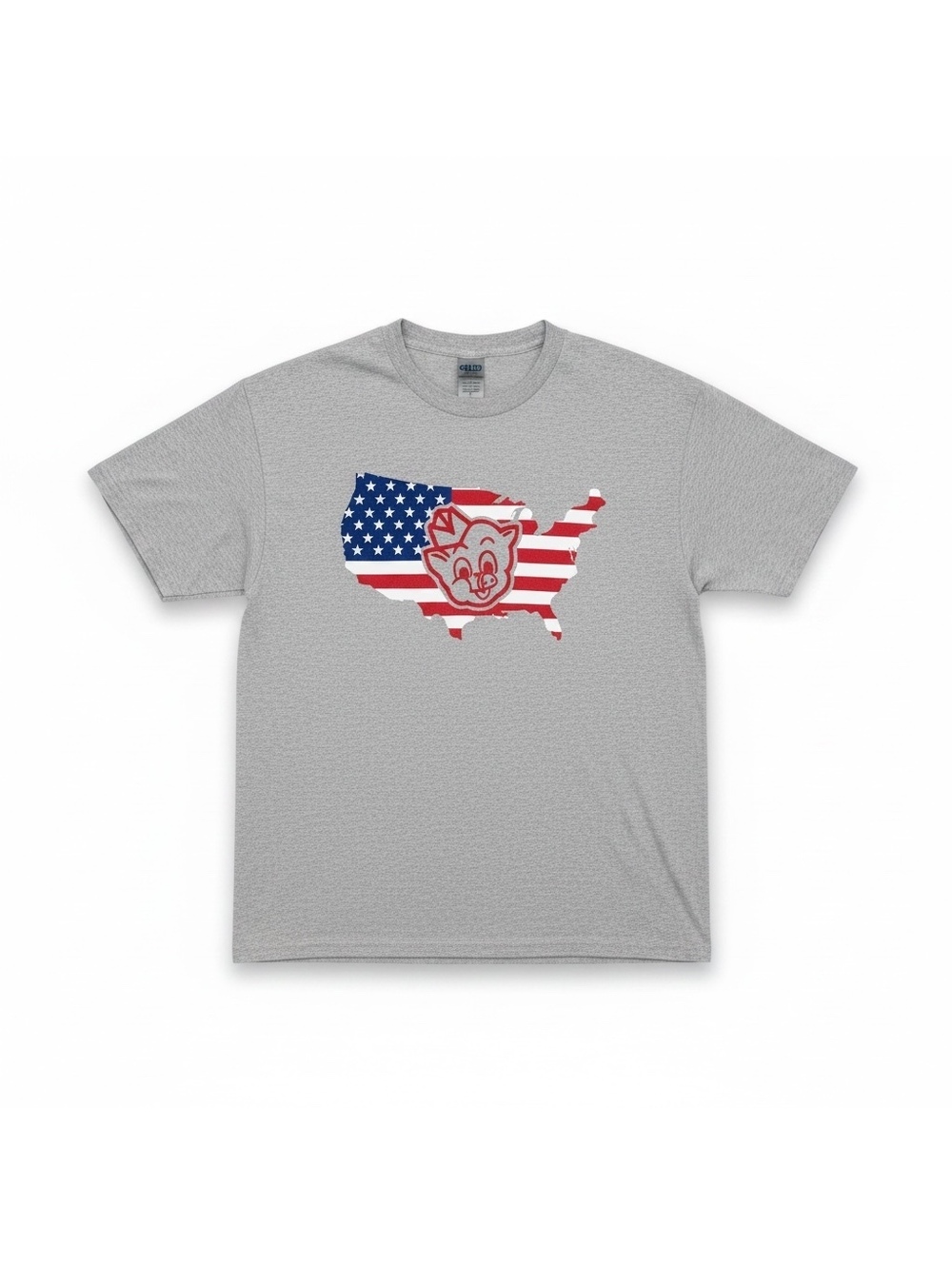 Vintage Piggly Wiggly Patriotic US Map Graphic T-Shirt Gray, Medium, EUC
